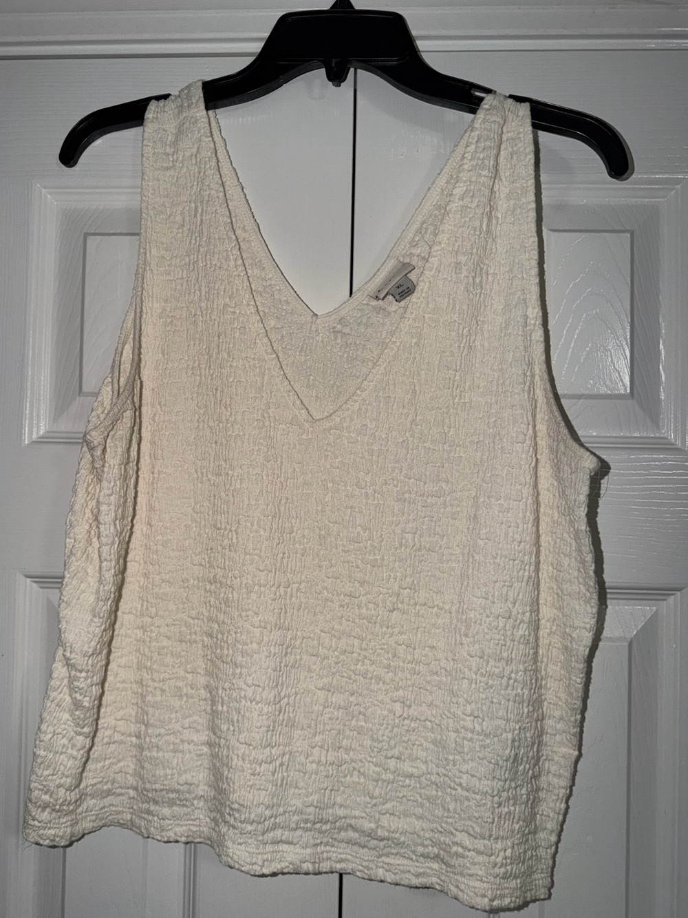 ADAY Cream Textured V-Neck Tank Top